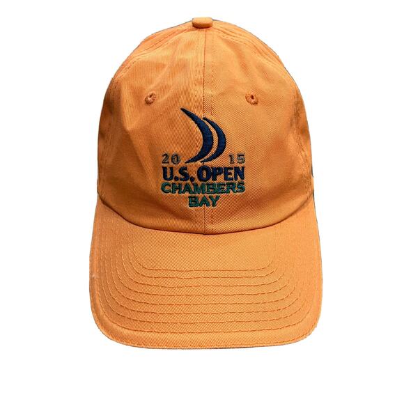 USGA 2015 US Open Chambers Bay Adjustable Strapback Golf Hat Cap Peach - Picture 1 of 9